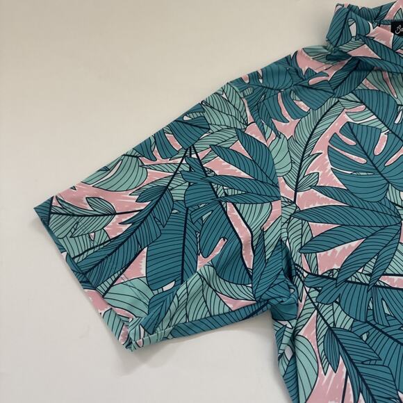 Bad Birdie Polo Shirt Medium Floral Hawaiian Performance Golf Leaves Aloha - Picture 4 of 10